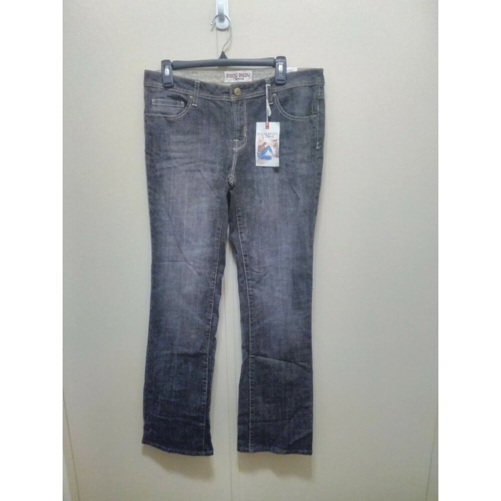 Bisou Bisou Denim Jeans Basics Medium Black Wash Straight Leg 10 New